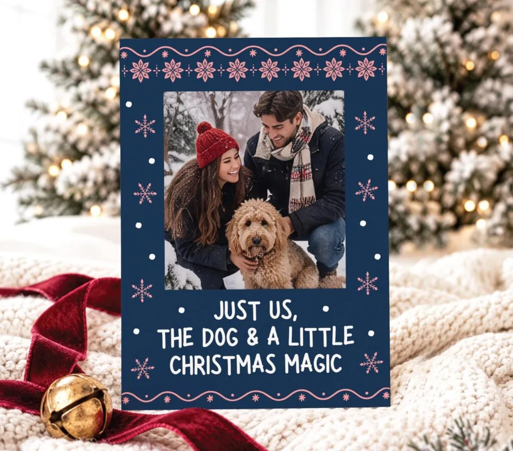 Holiday Photo Card Template | Blue Snowflakes Christmas Card