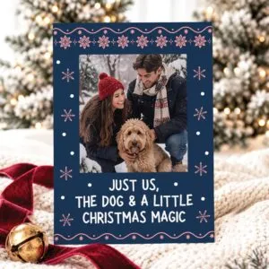 Holiday Photo Card Template | Blue Snowflakes Christmas Card