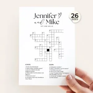 Custom Wedding Crossword Puzzle | Sip & Solve Game