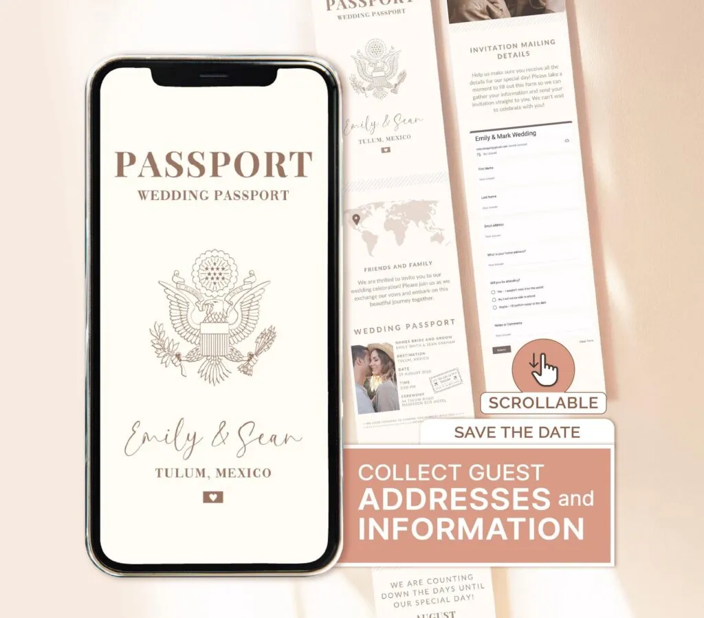 Destination Wedding Save the Date | Passport Digital Template