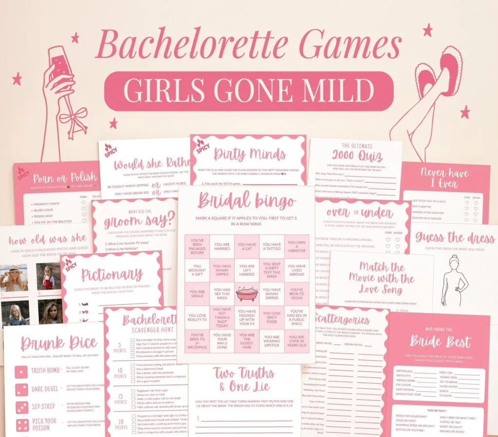 Girls Gone Mild Bachelorette Games | Printable Game Bundle