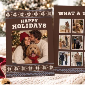 Happy Holidays What a Year Family Photo Card Template